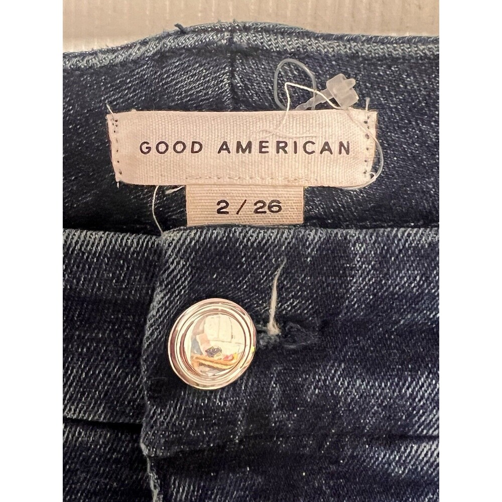 GOOD AMERICAN Good Curve Skinny Crop Raw Hem Blue Jeans Women's Size 2/26 - Picture 5 of 8